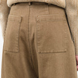 Designer Brand 7115 by Szeki  Washed Walnut Brown Sand-Washed Tailored High Waisted Curve Legged Trouser