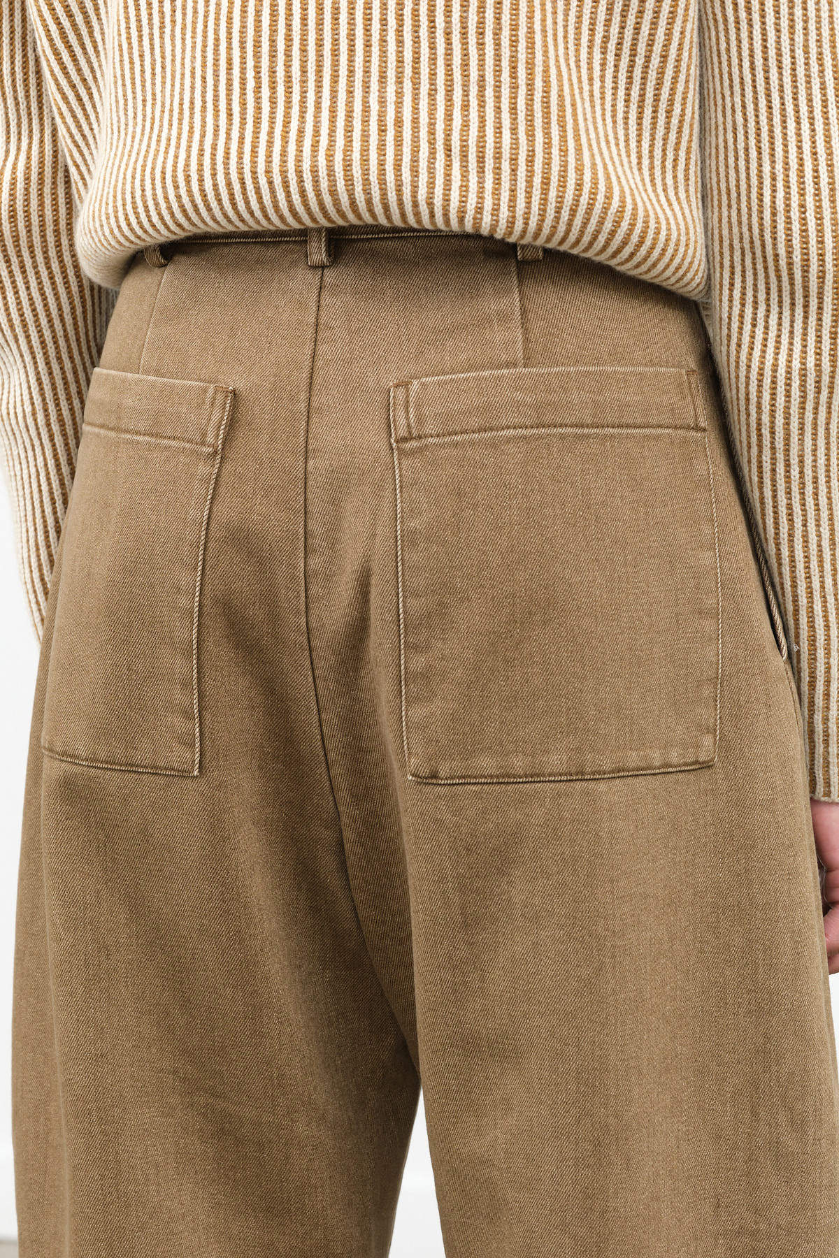 Designer Brand 7115 by Szeki  Washed Walnut Brown Sand-Washed Tailored High Waisted Curve Legged Trouser