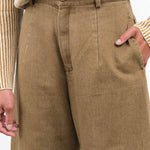 Washed Walnut Sand-Washed Tailored Curve Legged Trouser by 7115 by Szeki