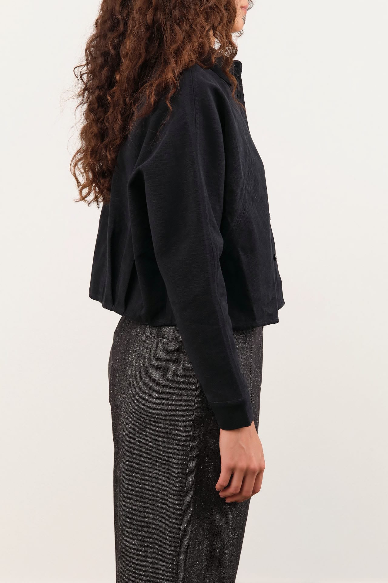 7115 by Szeki Apparel Womens Jackets Signature 3/4 Cropped Shirt Jacket