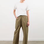7115 by Szeki Apparel Womens Pants Signature Curve Legged Trouser in Moss Brown
