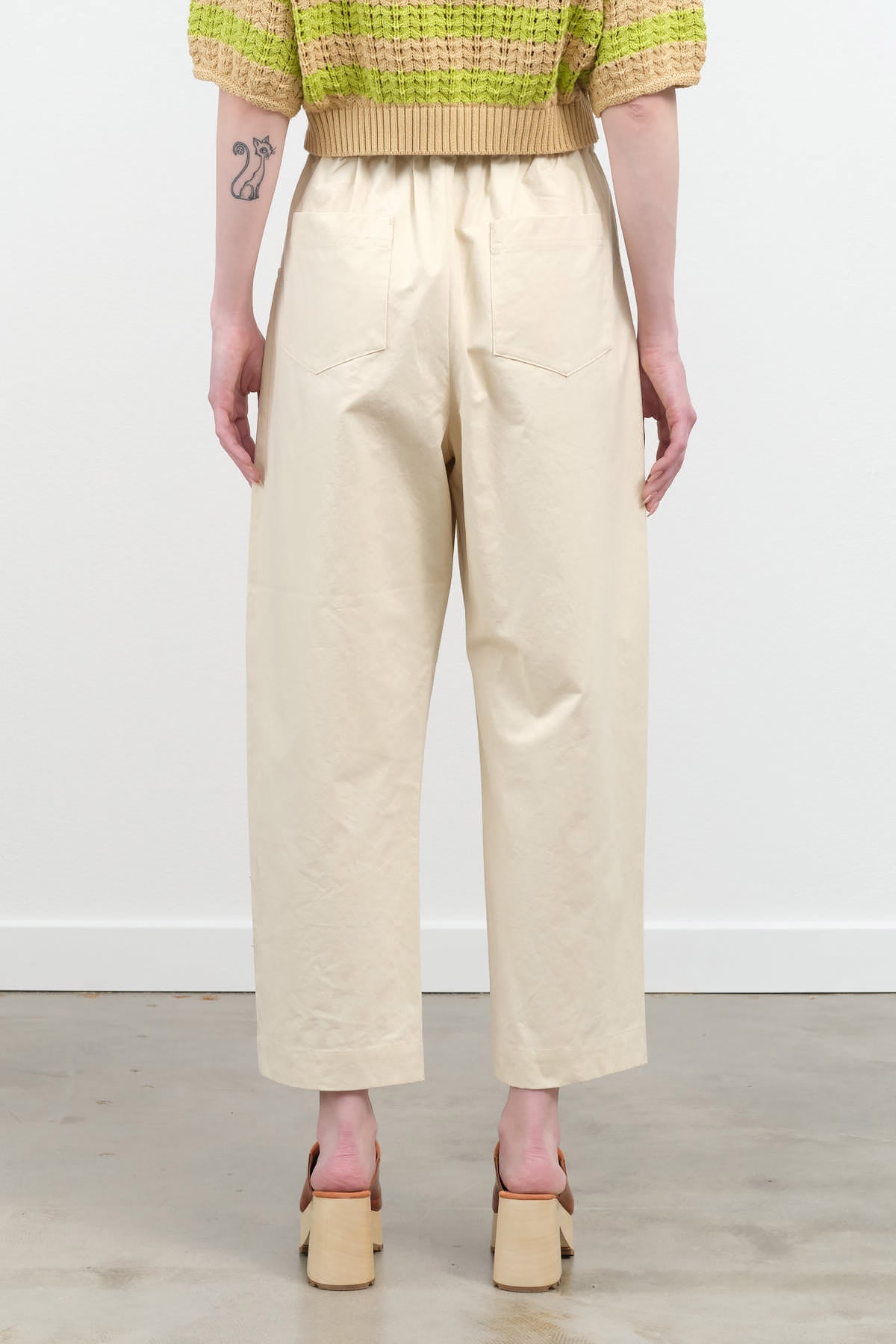 Back view of Signature Curve Legged Trouser in Off White