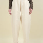 Front of Signature Elastic Pull-Up Trouser in Off White