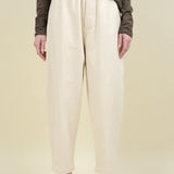 Front of Signature Elastic Pull-Up Trouser in Off White