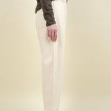 Side of Signature Elastic Pull-Up Trouser in Off White