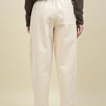 Back of Signature Elastic Pull-Up Trouser in Off White