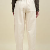 Back of Signature Elastic Pull-Up Trouser in Off White