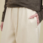 Pocket on Signature Elastic Pull-Up Trouser in Off White