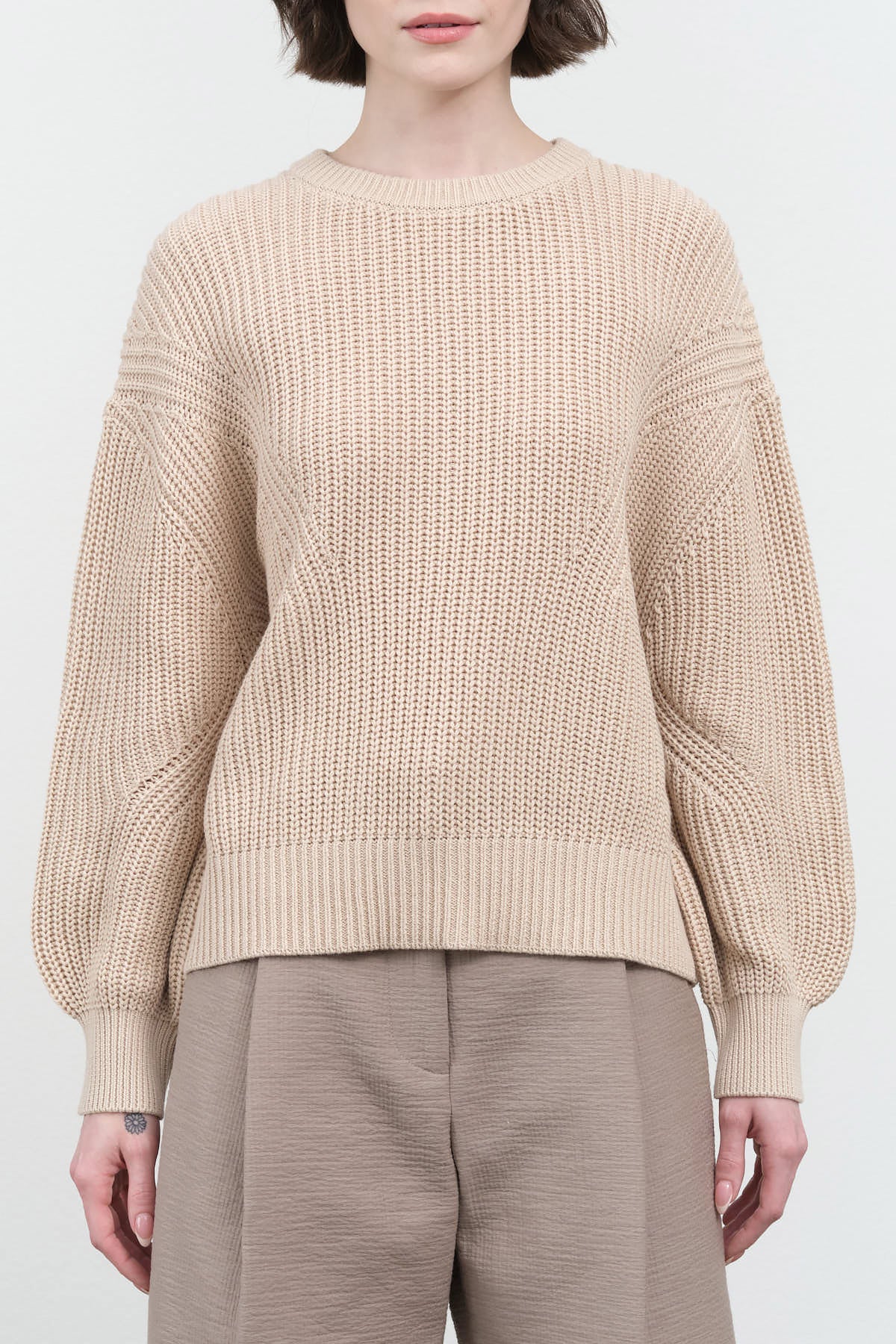 Front view of Signature Poet Sleeves Sweater