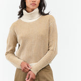 7115 by Szeki Striped Cropped Turtleneck in Mustard Stripes