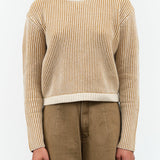 Striped Cropped Turtleneck 7115 by Szeki in Mustard Stripes