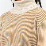 Mustard Stripes 7115 by Szeki Striped Cropped Turtleneck