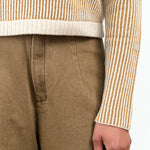 Striped Cropped Turtleneck Sweater in Mustard Yellow Stripes from 7115 by Szeki Designer Brand