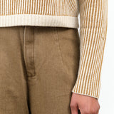 Striped Cropped Turtleneck Sweater in Mustard Yellow Stripes from 7115 by Szeki Designer Brand