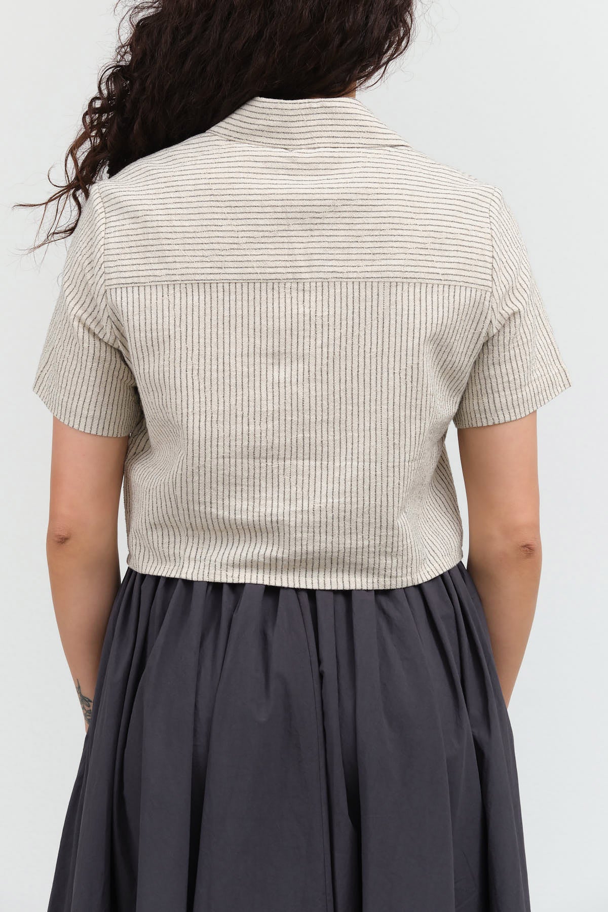 Back view of Striped Short Sleeves Cropped