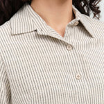 Collar view of Striped Short Sleeves Cropped
