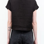 Black V-Neck Short Sleeve Top by 7115 by Szeki