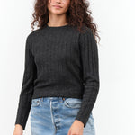 7115 by Szeki Yak Ribbed Long Sleeve Top in Charcoal