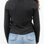 Charcoal Grey Black Yak Wool Ribbed Long Sleeve Layer Top by 7115 by Szeki