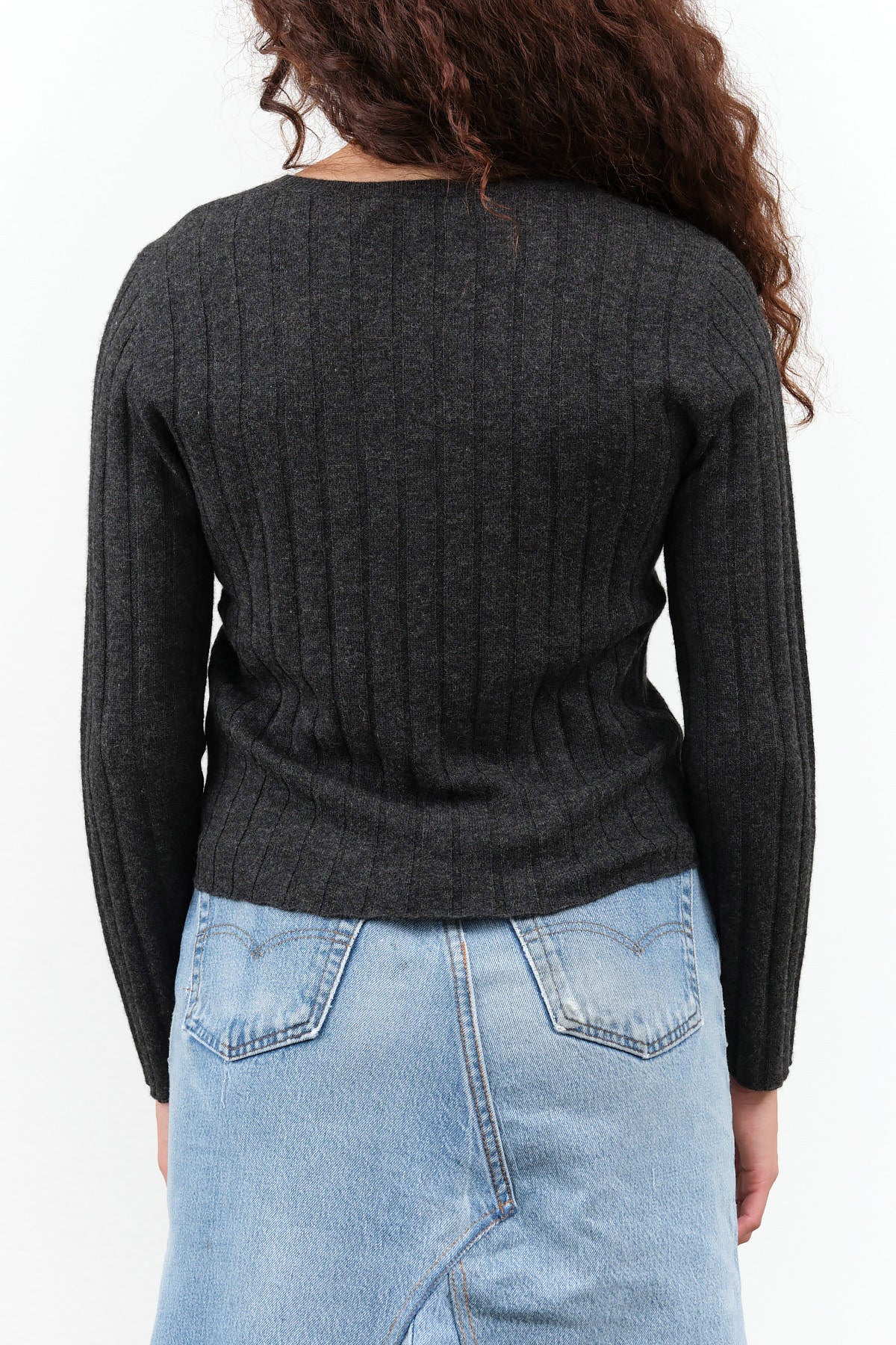 Charcoal Grey Black Yak Wool Ribbed Long Sleeve Layer Top by 7115 by Szeki