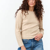 7115 by Szeki Yak Ribbed Long Sleeve Top in Desert Sand 