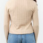 Desert Sand Tan Long Sleeve Yak Ribbed Long Sleeve Wool Top Layer by 7115 by Szeki