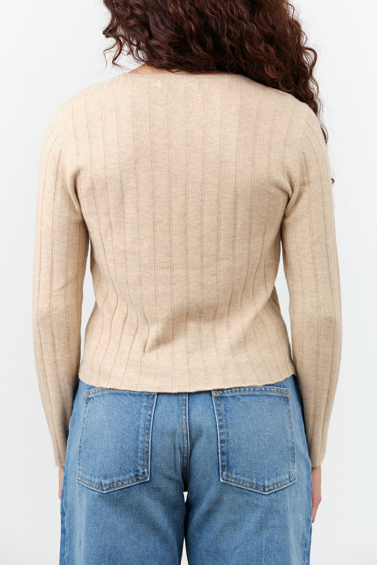 Desert Sand Tan Long Sleeve Yak Ribbed Long Sleeve Wool Top Layer by 7115 by Szeki