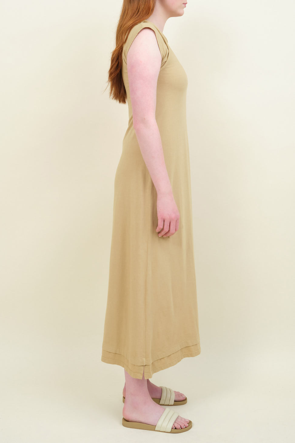 Short Sleeve Alessia Dress in Bronze Mist by Designer Atelier Delphine on Sale