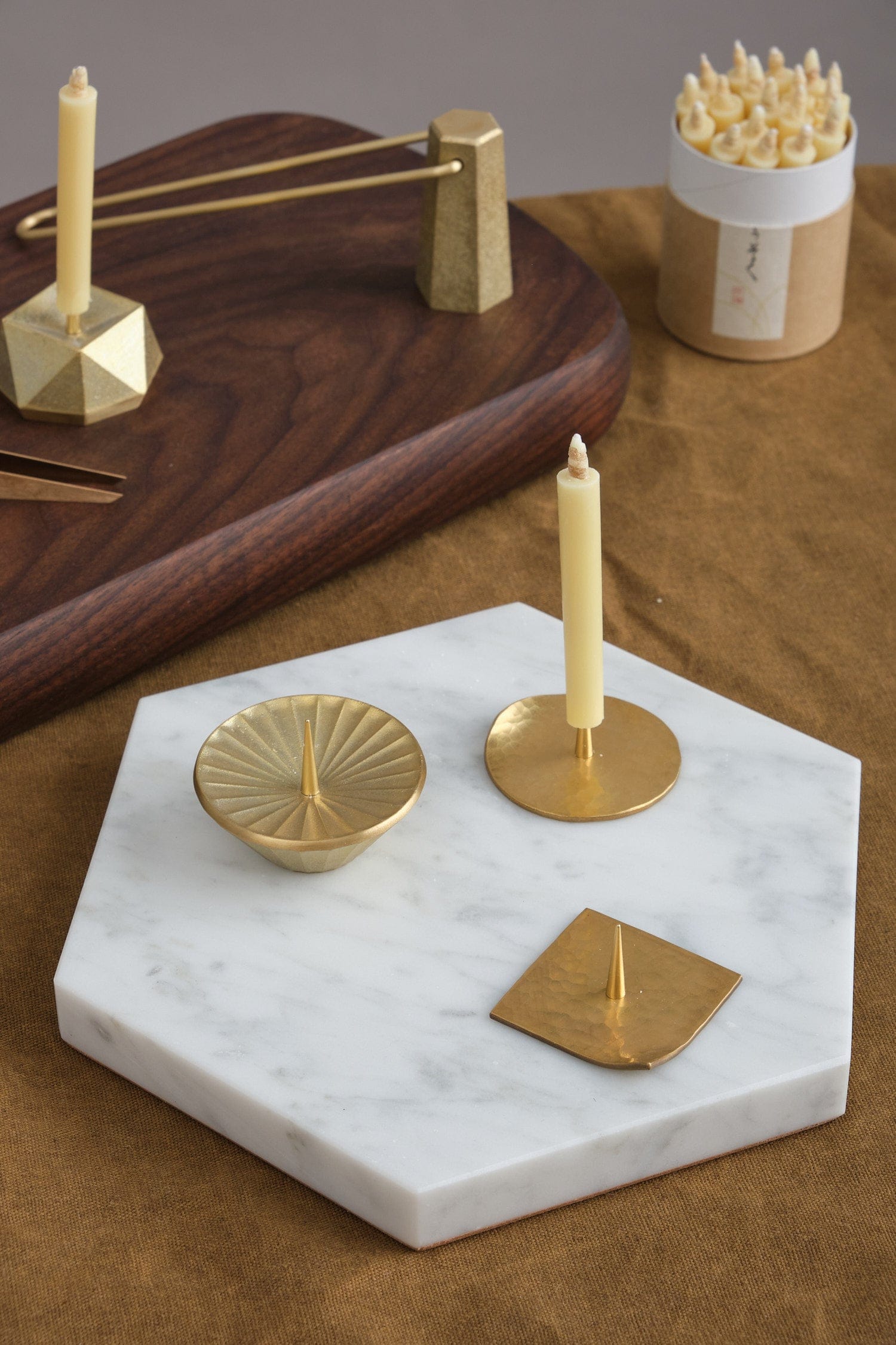 Daiyo Home Candle Holders Circle Brass Candle Stand Brass / 2" Dia X 1.75" H