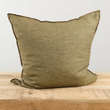 Maison De Vacances Home Pillows 26" X 26" Crumpled Washed Linen Vice Versa Cushion in Kaki Kaki/Givre / 26" X 26"