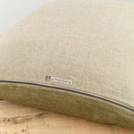 Maison De Vacances Home Pillows 26" X 26" Crumpled Washed Linen Vice Versa Cushion in Kaki Kaki/Givre / 26" X 26"