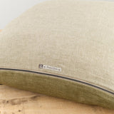 Maison De Vacances Home Pillows 26" X 26" Crumpled Washed Linen Vice Versa Cushion in Kaki Kaki/Givre / 26" X 26"