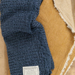 Maison De Vacances Home Throws Crumpled Washed Linen Vice Versa Fringed Throw in Havane Havane/Givre / 98.5" L X 55" W