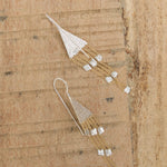 Nectar Earrings in Brass and Silver by Hannah Keefe