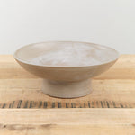Kati Von Lehman Home Kitchen Serving Wide Pedestal Serving Bowl Brown Stoneware/Eggshell