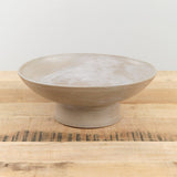 Kati Von Lehman Home Kitchen Serving Wide Pedestal Serving Bowl Brown Stoneware/Eggshell