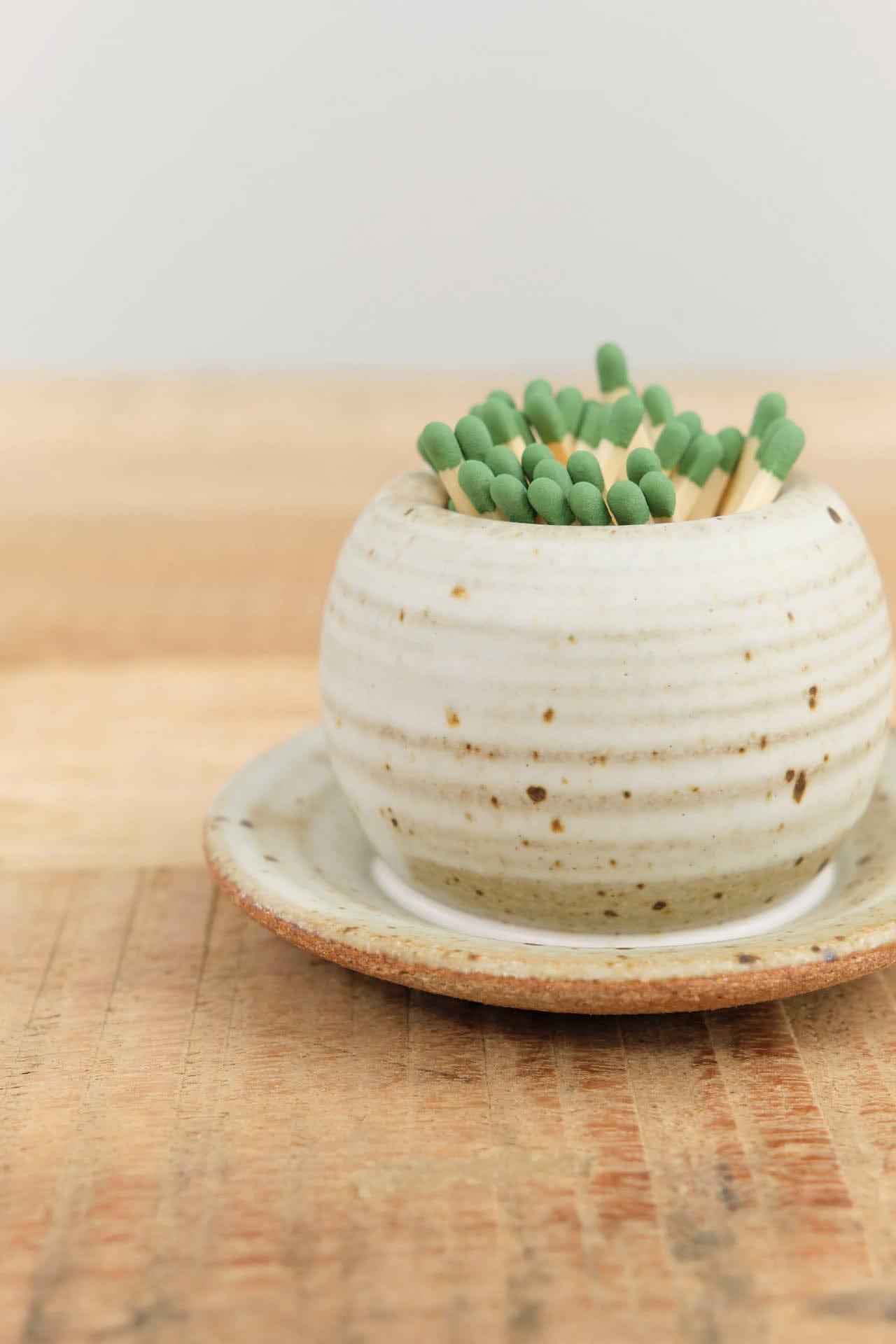 MH Ceramics Home Objects Harper Match Striker Alabaster / 4" Dia X 2.25" H