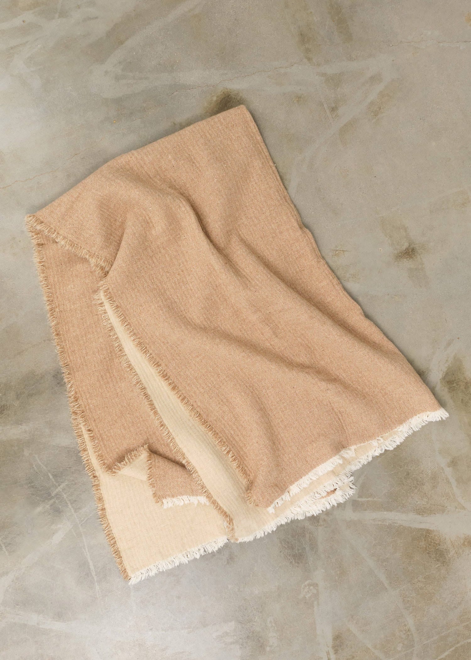 Maison De Vacances Home Throws Vice Versa Fringed Throw in Orgeat Orgeat / 59" X 98"