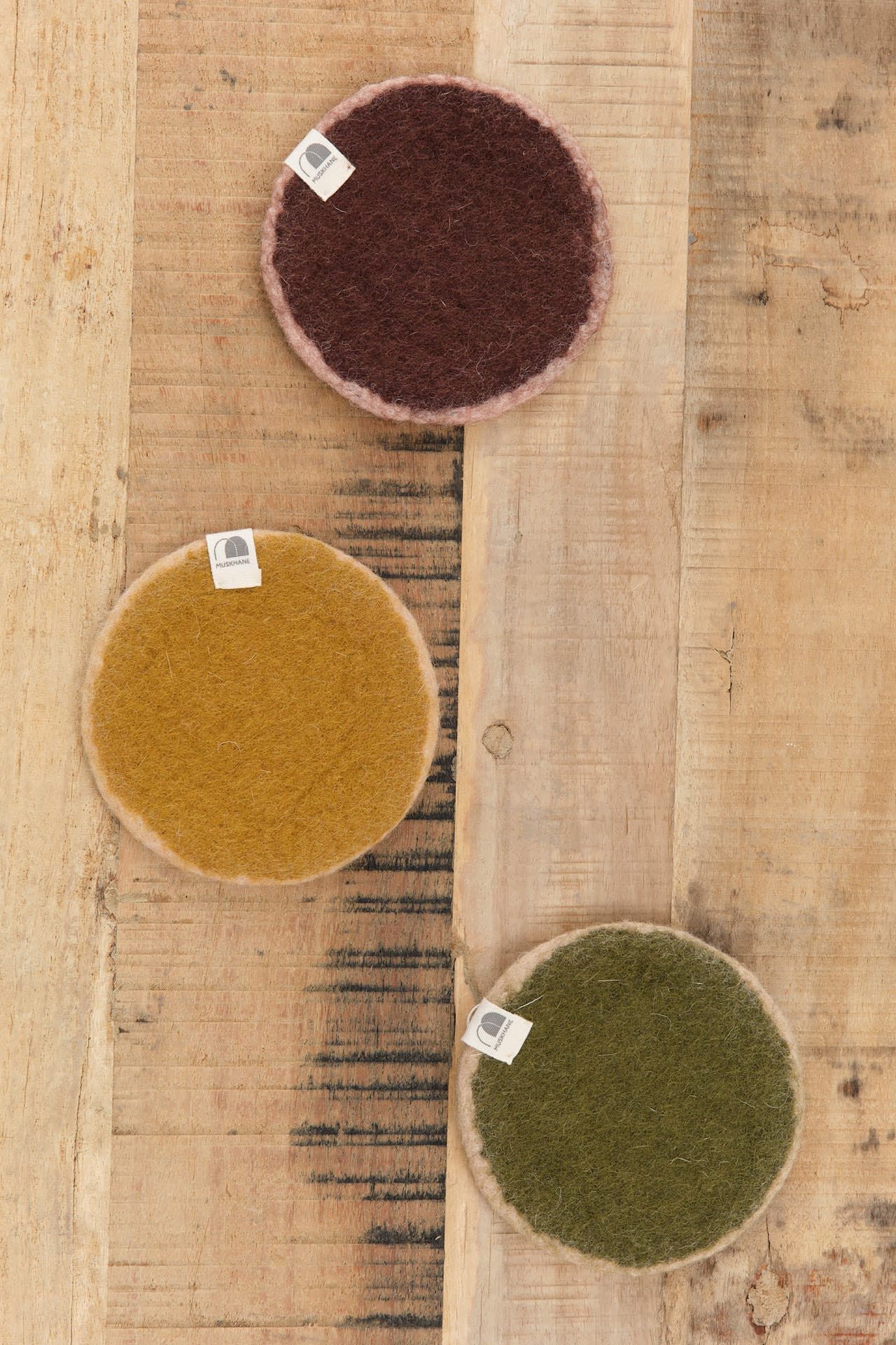 Muskhane Home Kitchen Coasters XSmall Two-Tone Pastille Powder Pink-Mahogany