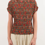 No. 6 Apparel Womens Blouses Nico Top in Rose Plaid