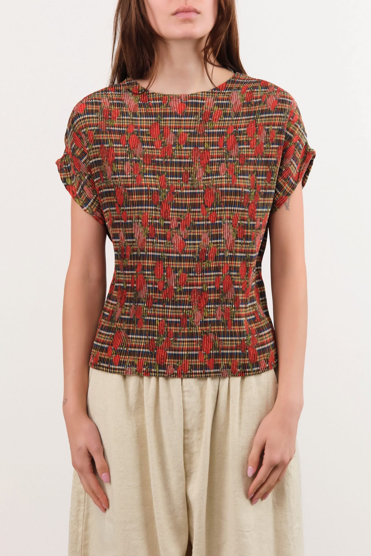 No. 6 Apparel Womens Blouses Nico Top in Rose Plaid