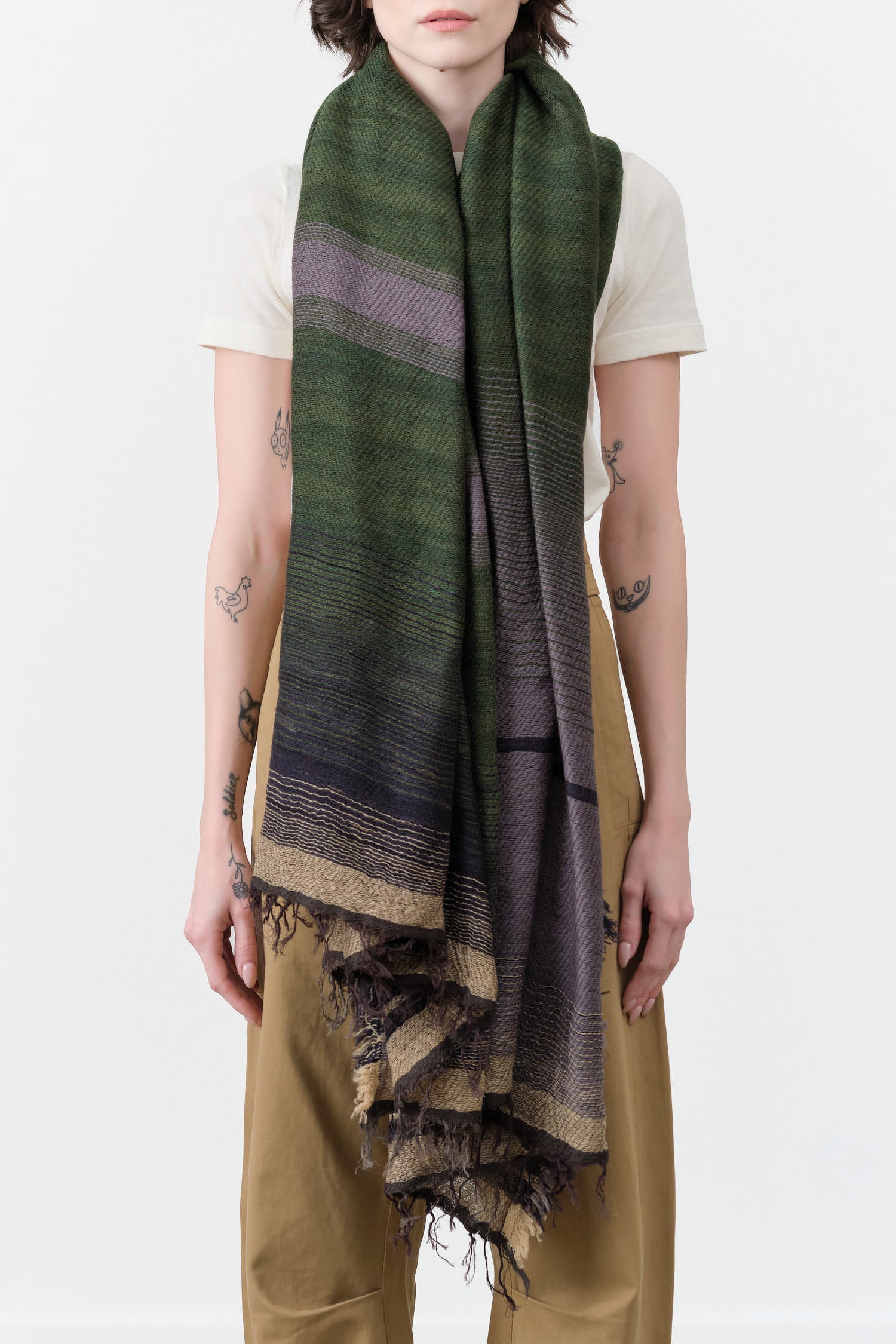 Tamaki Niime Big Roots Shawl in Pine