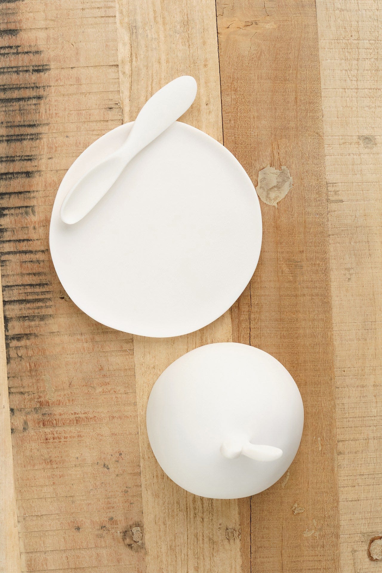 Tina Frey Designs Home Kitchen Serving Lapin Butter Dish with Spreader White