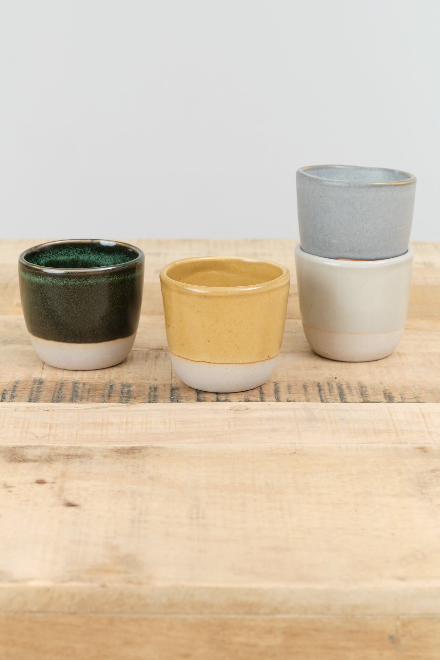 Ceramic Cup by WRF Lab Ceramics in Wreath Ash Mist and Mustard