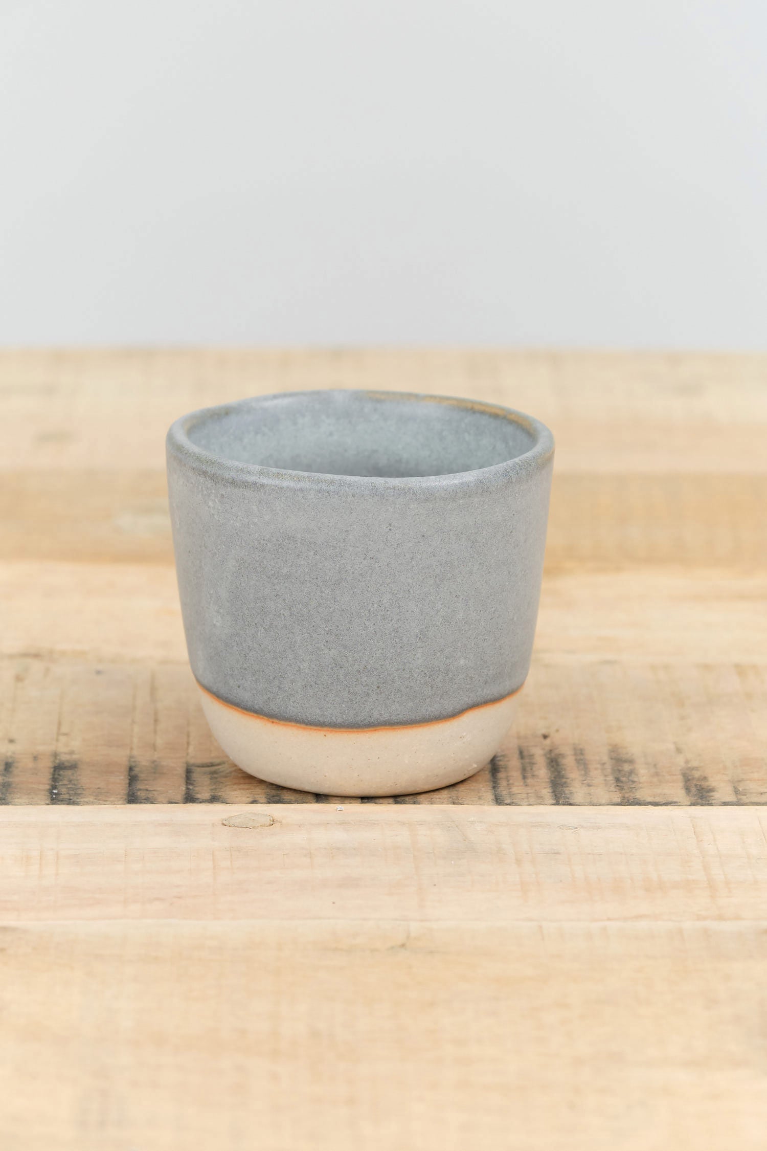 WRF Lab Ceramics Ceramic Cup in Wreath Black Ash Blue Mist Grey and Mustard Yellow