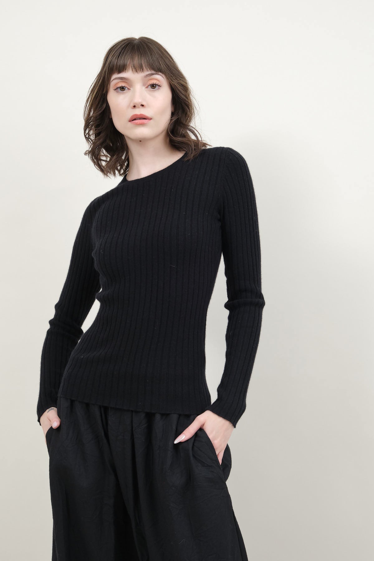Ribbed Sweater in Black