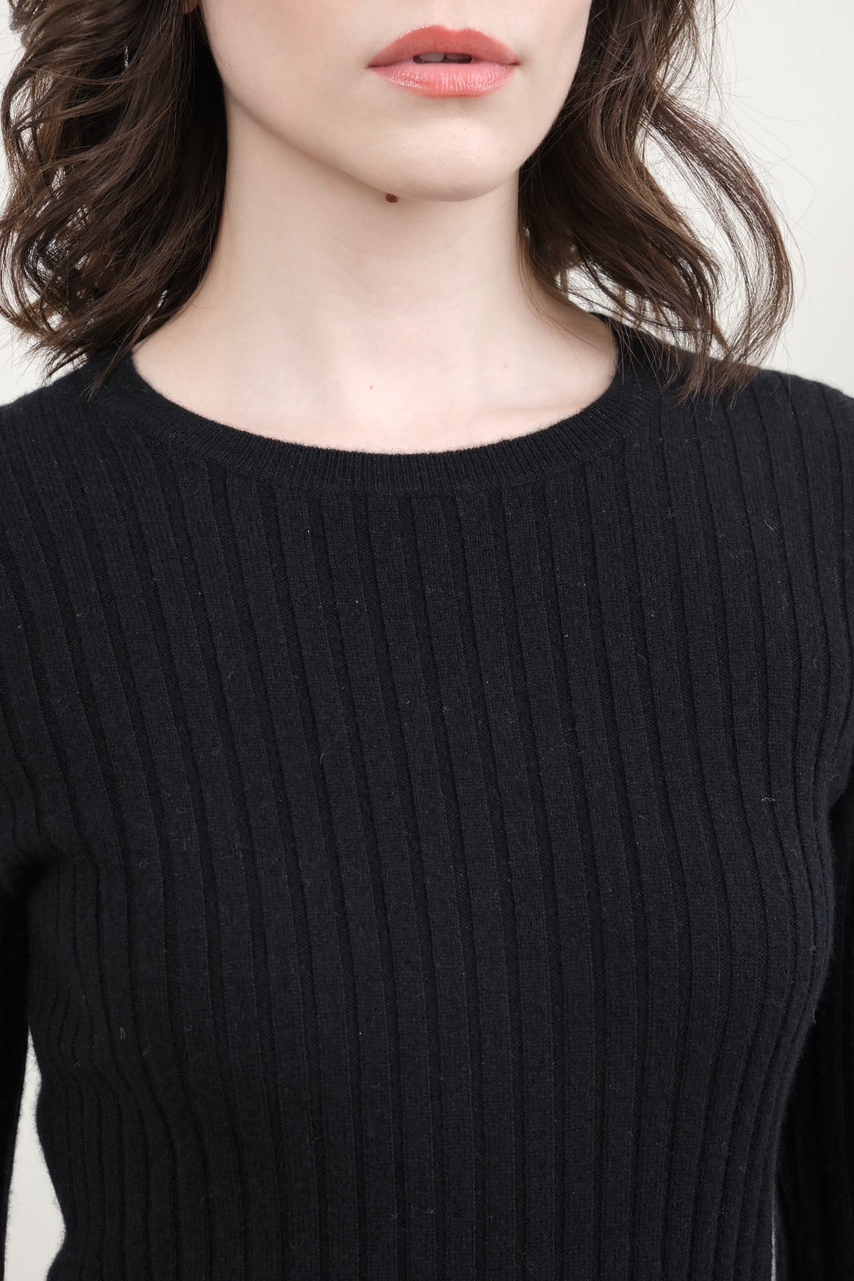 Neckline on Ribbed Sweater in Black