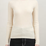 Front of Ribbed Sweater in Cream