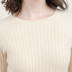 Neckline on Ribbed Sweater in Cream