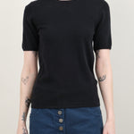 Front of Short Sleeve Sweater in Black